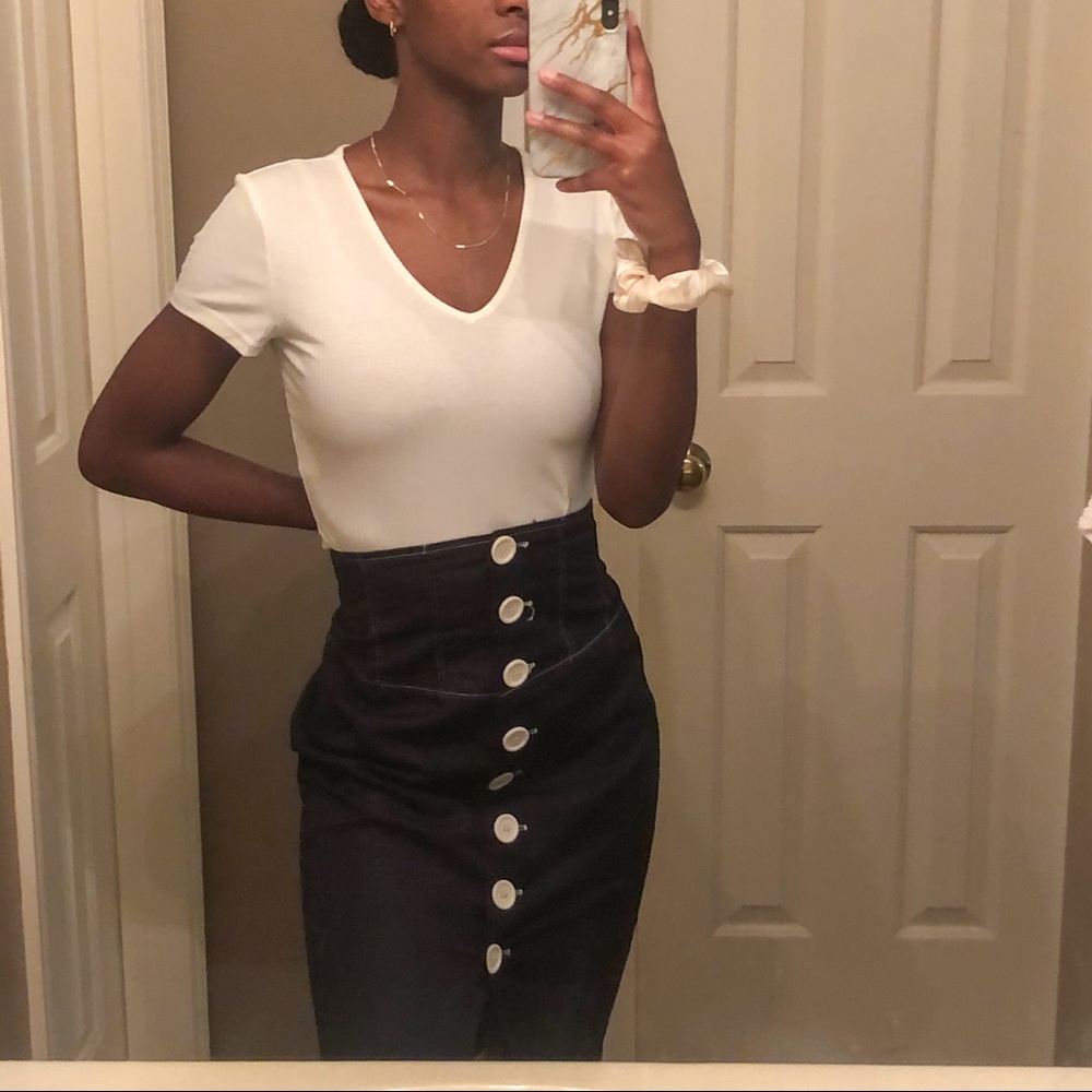charlotte russe black button up midi skirt